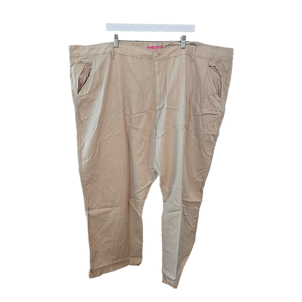 Woman Within Beige Chino Straight Leg High Riseโ Casual Pants Womans Size 34W